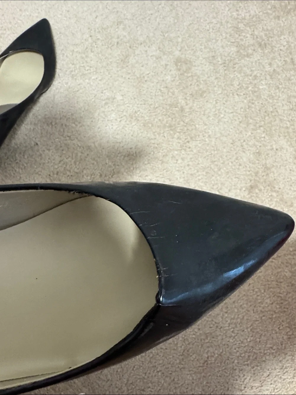 George Black Patent Pointed-Toe Mid Kitten Heel Pumps